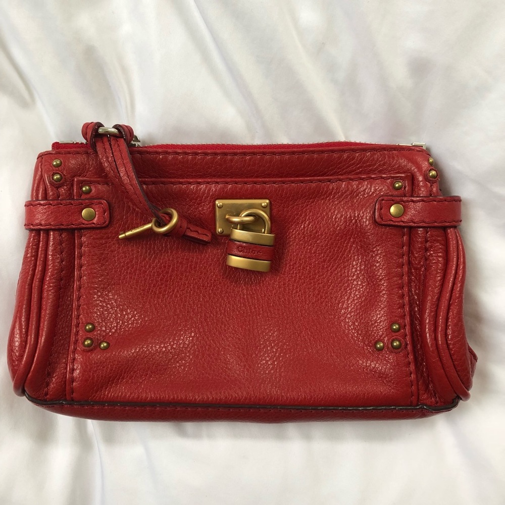 Chloe paddington red zip clutch great condition